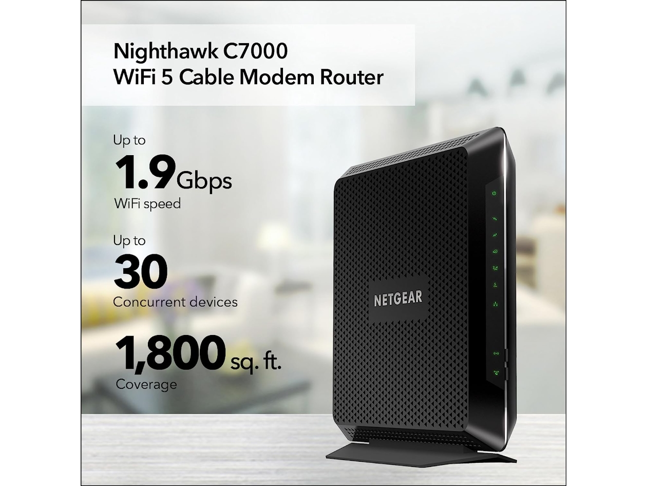 NETGEAR Nighthawk (C7000v2) AC1900, 960Mbps DOCSIS 3.0 Wi-Fi Cable Modem Router Combo (New - Open Box)