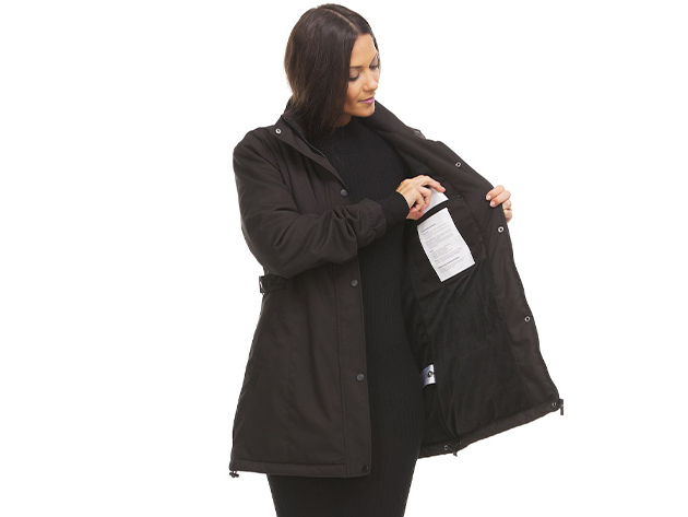 HELIOS: The Heated Coat for Women (Black/XL)