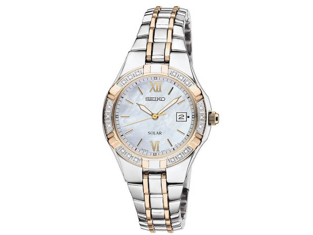 Seiko SUT068 Womens Silver & Gold Core Solar Watch