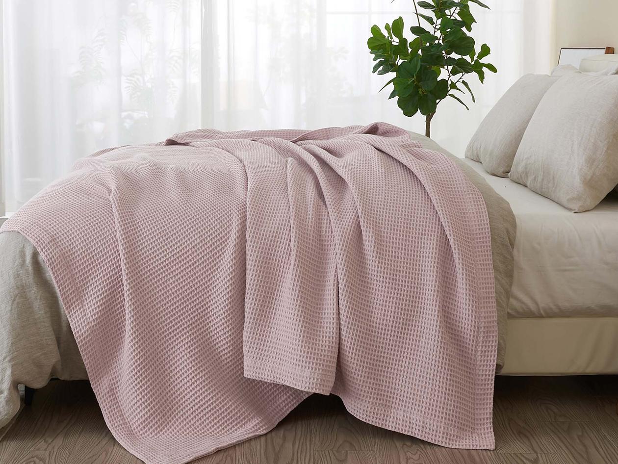 Vintage Cotton Waffle Blanket (Throw/Lilac)
