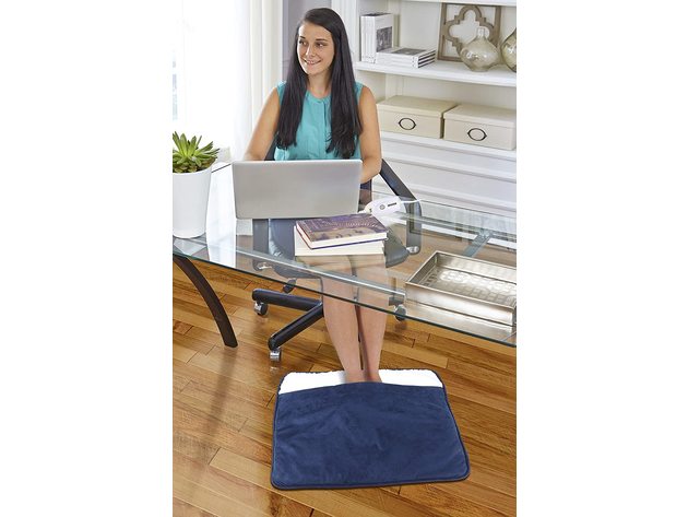 Serta Super Soft Microsuede Sherpa Deluxe Electric Heated Foot Warming Pad Navy Blue - Navy