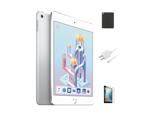 Apple iPad mini 4, 64GB - Silver (Refurbished: Wi-Fi Only) + Bundle |