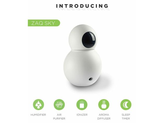 ZAQ Sky Aroma Essential Oil Kids Diffuser LiteMist Ultrasonic Aromatherapy Humidifier - 120 ML Warm Light (White)
