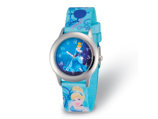 Disney Girls Cinderella Blue Strap Time Teacher Watch
