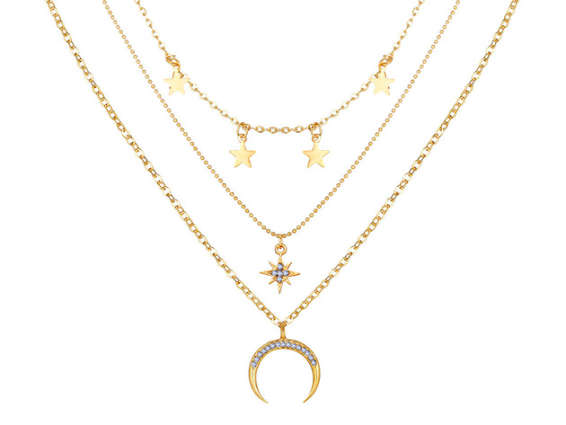 3-Piece Pav'e Celestial Charm Necklace with Swarovski Crystals