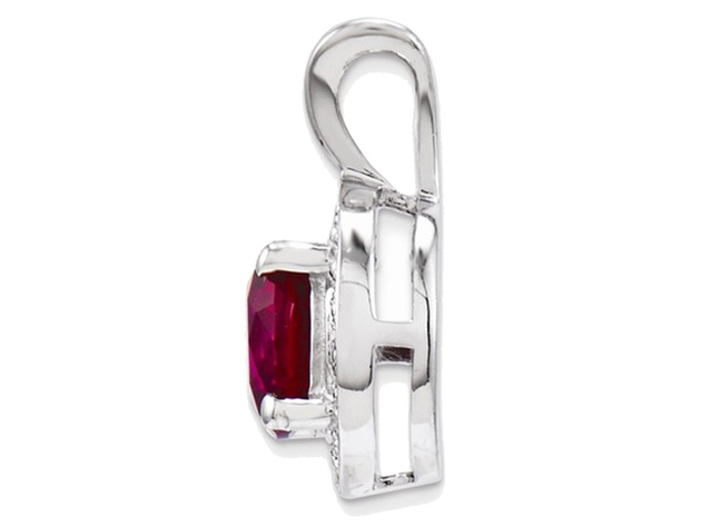 Lab Created Ruby 6mm Solitaire Pendant Necklace in Sterling Silver with Chain