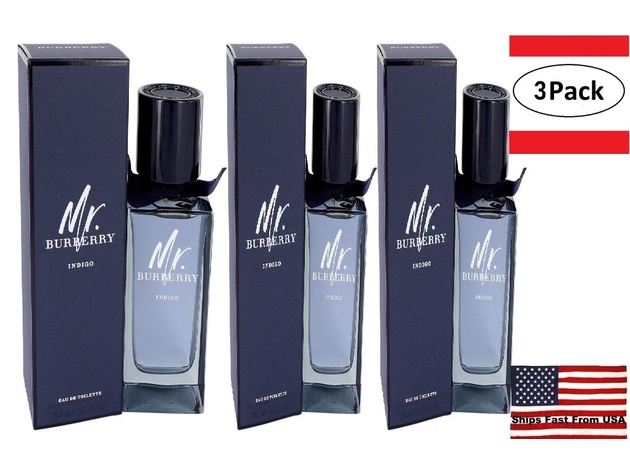 3 Pack Mr Burberry Indigo by Burberry Eau De Toilette Spray 5 oz for Men