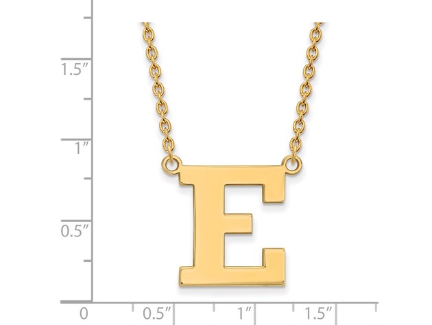 14k Yellow Gold Eastern Michigan U Large Initial E Pendant Necklace