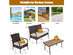 Costway 4 Piece Patio Rattan Furniture Set Outdoor Conversation Set Coffee Table w/Cushions - Brown