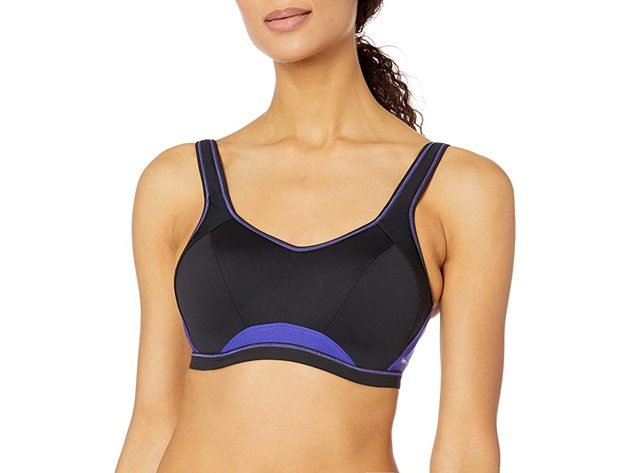 Freya Womens Underwire Crop Top Sports Bra with Molded Inner,34H-Electric Black