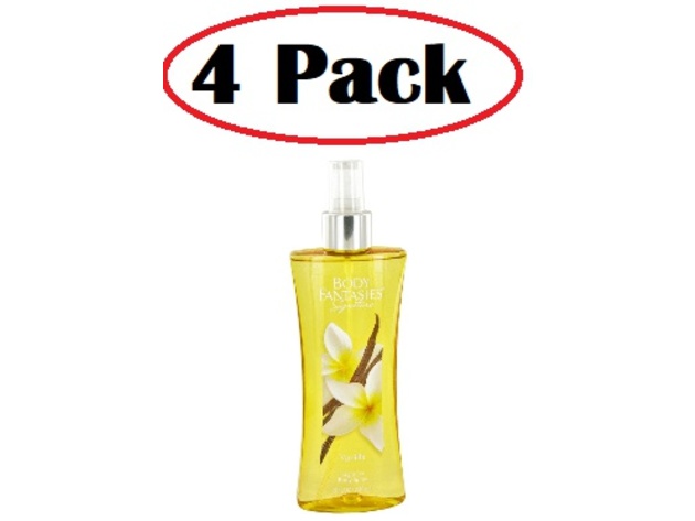 4 Pack of Body Fantasies Signature Vanilla Fantasy by Parfums De Coeur Body Spray 8 oz