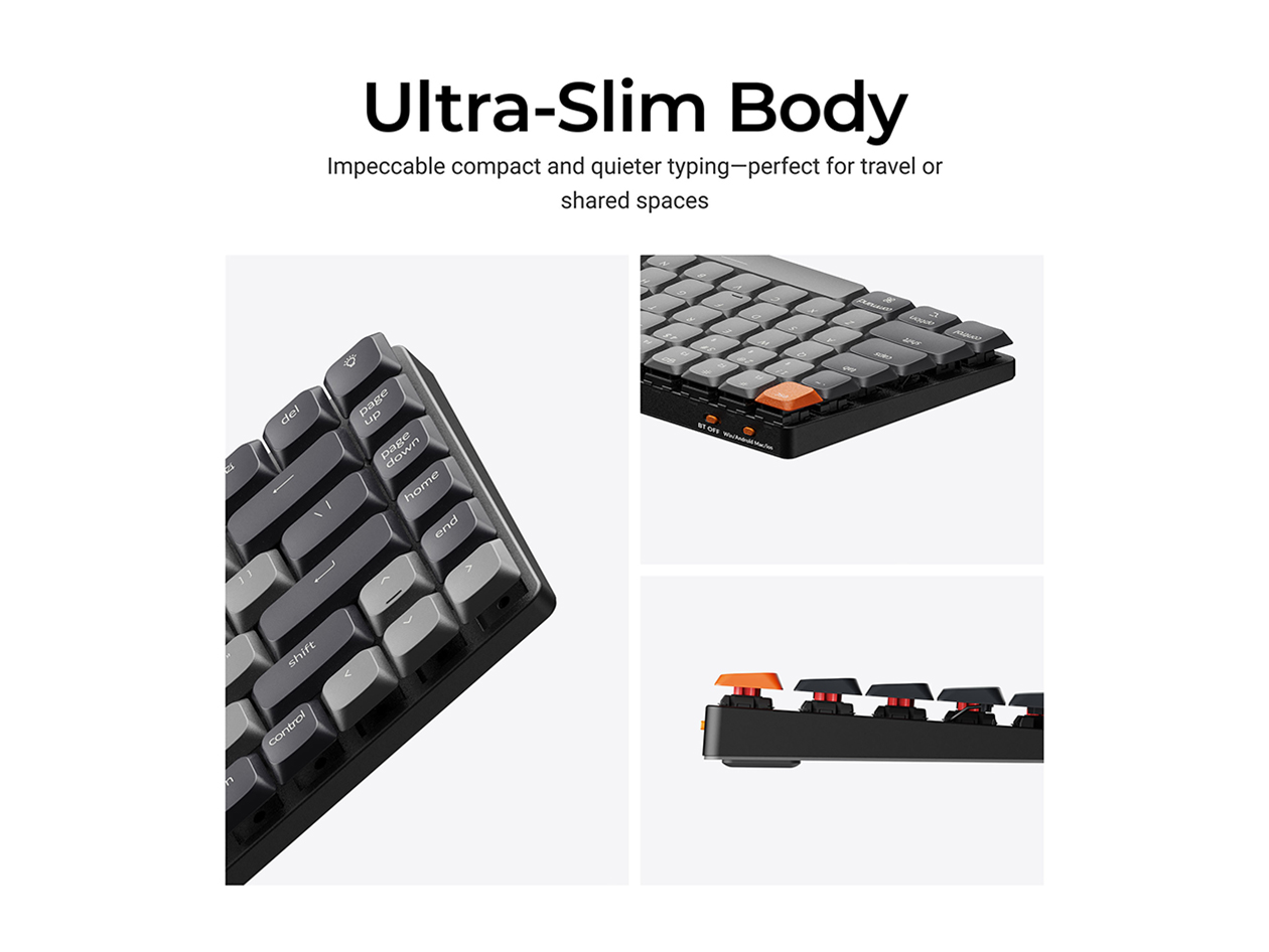 Keychron K3 QMK Wireless Mechanical Keyboard - RGB Backlight (Red Switch/Hot Swappable)