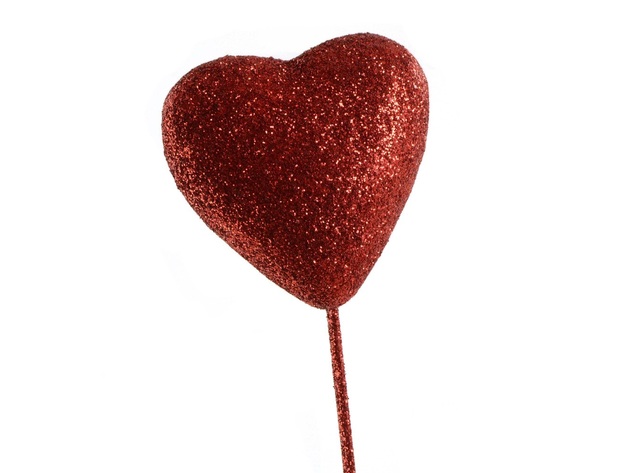 Homvare Glitter Heart Picks Garland Tinsel 5 Feet for Valentine's Day - Red