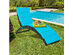 Costway 2 Piece Folding Patio Rattan Lounge Chair Chaise Cushioned Portable Lawn Turquoise