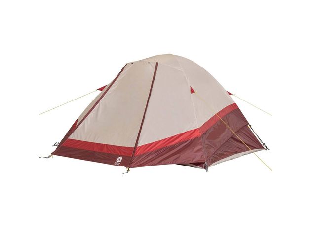 Sierra Designs Deer Ridge 6 Person Full Coverage Rainfly Durable Floor Dome Tent, Red (New Open Box)