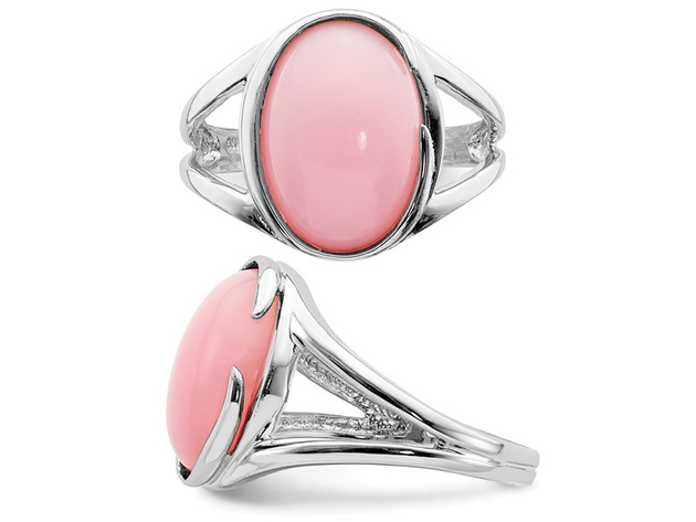 3/5 Carat (ctw) Natural Pink Opal Ring in Sterling Silver - 8