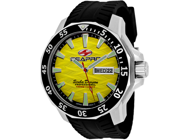 Seapro Men's Scuba Dragon Diver Limited Edition 1000 Meters Yellow Dial Watch - SP8313