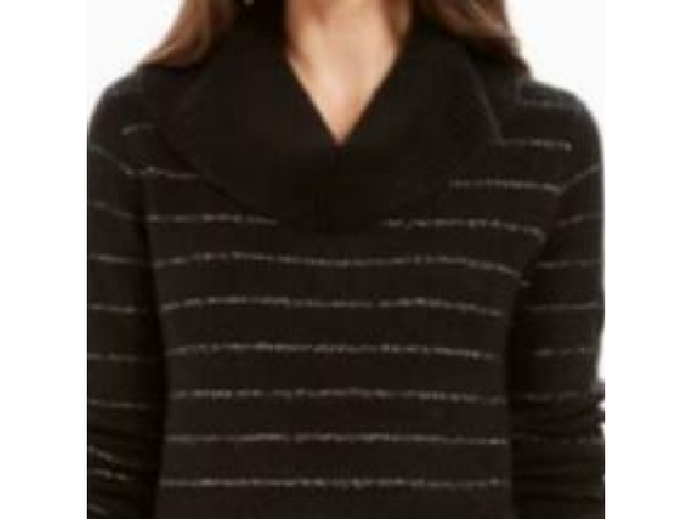 Style & Co Women Lurex Cowl-Neck Sweater Black Size Extra Large