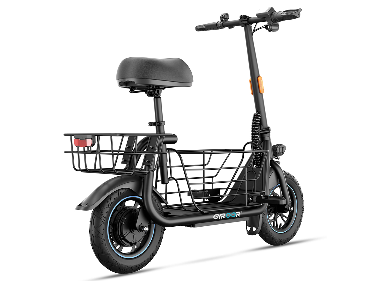 Gyroor C1S Electric Scooter with Removable Front & Back Basket