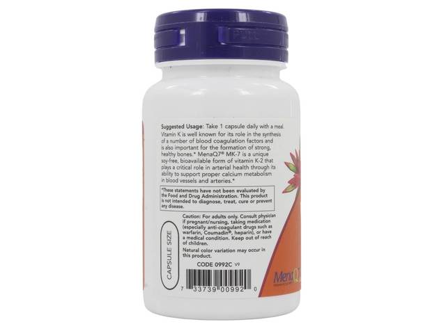 NOW Foods - MK7 Vitamin K2 100 mcg. - 60 Vegetarian Capsules