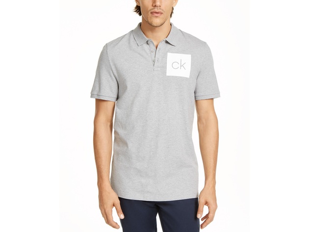 Calvin Klein Men's Chest Ck Logo Polo Shirt White Size X-Small