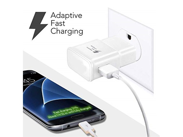 Wall Charger with USB-C High Speed Charge & Sync Cable for Samsung Galaxy S8/S9, LG G5/G6/Huawei-White 2 Pack - White