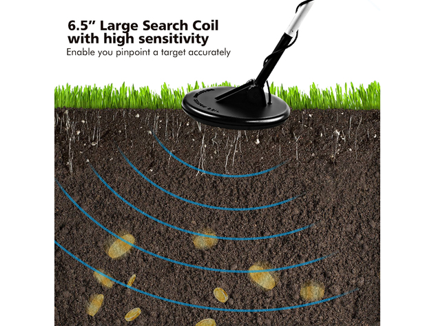 Costway Waterproof Metal Detector Deep Sensitive Search Gold Digger Hunter 6.5'' MD-4030 - Black