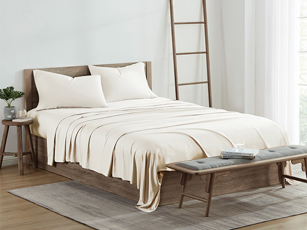 Kathy Ireland 300 Thread Count 100% Bamboo Rayon Sheet Set (Full/Ivory)