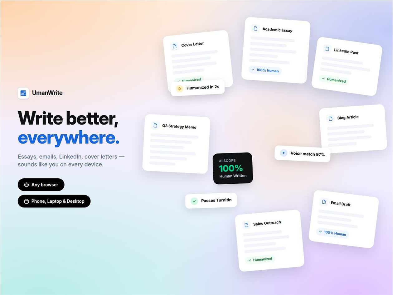 UmanWrite: All-in-One AI Writing Platform: Pro Plan - Lifetime Subscription