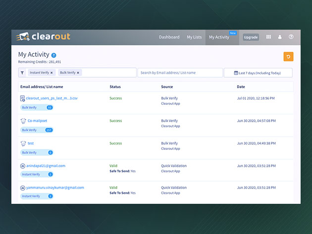 Clearout: Bulk Email Verification Service (Lifetime Subscription)