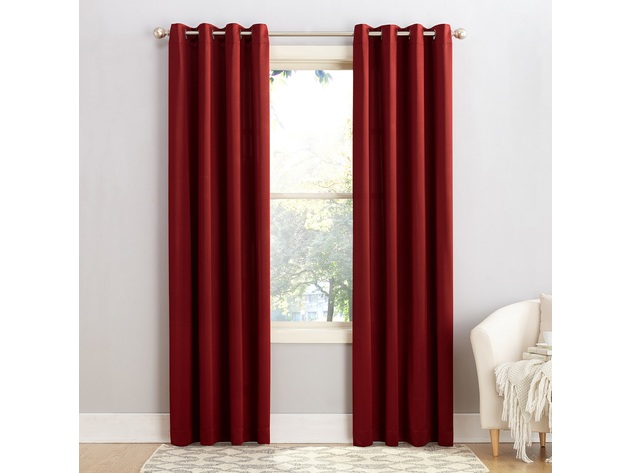 Sun Zero Grant Grommet Top Curtain Panel, Thermal Properties Help Keep Summer Heat and Winter Chill out of Your Home, 54 Inch By 84 Inch, Red