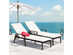 Costway 2 Piece Patio Rattan Lounge Chair Chaise Recliner Back Adjustable Cushioned Garden