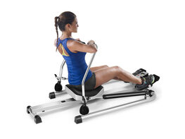 Total Motion Rower with LCD Monitor w/Adjustable Double Hydraulic Resistance Home Gym - Black
