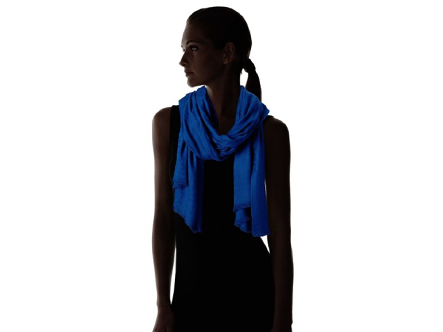 Calvin Klein Women's Ck Logo 2 In 1 Pashmina Wrap Scarf Blue
