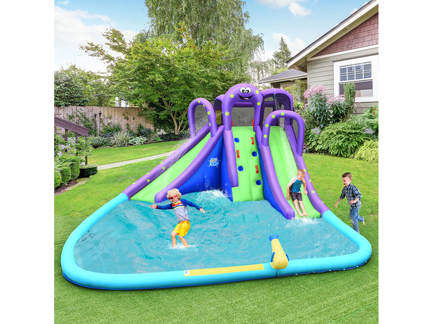 Costway Inflatable Water Park Octopus Bounce House 2 Slides Climbing Wall Without Blower