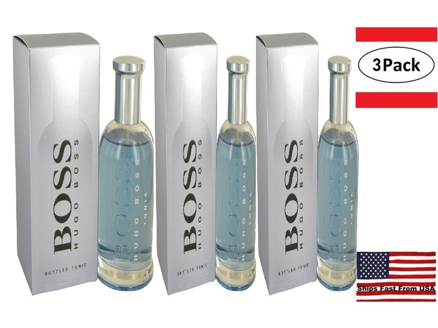 3 Pack Boss Bottled Tonic by Hugo Boss Eau De Toilette Spray 6.7 oz for Men