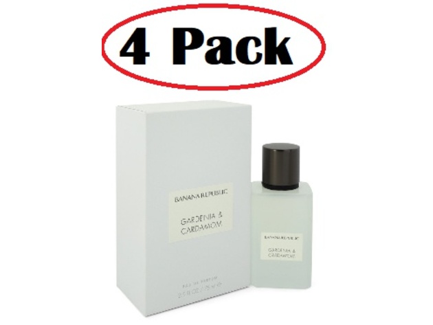 4 Pack of Banana Republic Gardenia & Cardamom by Banana Republic Eau De Parfum Spray (Unisex) 2.5 oz