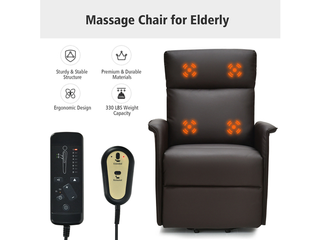 Gorelax Electric Power Lift Massage Recliner Chair Sofa w/Remote Control Brown 
