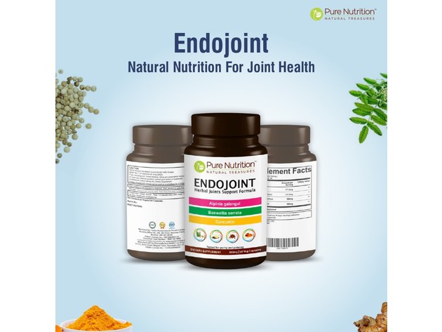 Pure Nutrition EndoJoint -Joints Support Formula with Curcumin, Alpinia Galanga,Cissus quadranlaris,Ginger and Piper Nigrum Extract 515mg, 60 Veg Caps