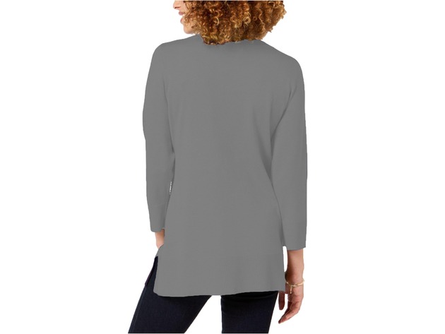 Karen Scott Women's Side-Ribbed Boat-Neck Sweater Grey Size Large