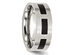 Mens 8mm Stainless Steel Comfort Fit Wedding Band with Black Accent - 13