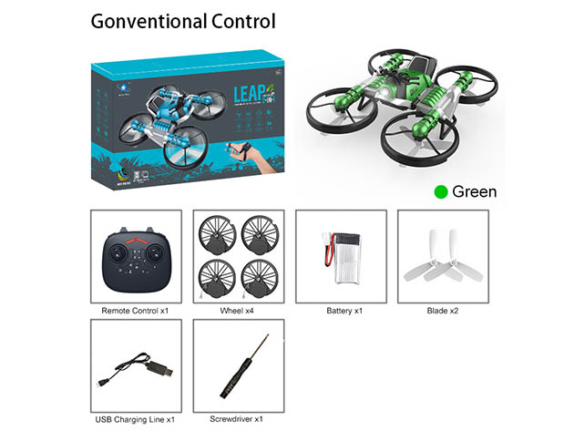 2-in-1 Foldable Multifunction Quadcopter with Headless Mode (Green)