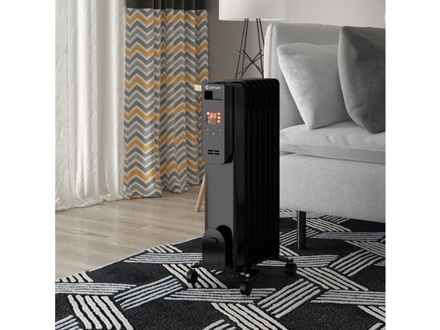 Costway 1500W Electric Oil Filled Radiator Space Heater 7-Fin