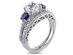 Created White & Created Blue Sapphire 2 Carat (ctw) with Diamond 1/3 Carat (ctw) Engagement Ring and Bridal Wedding Set 10K White Gold - 10