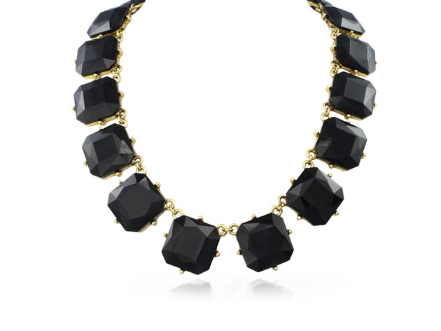 Fine Black Crystal Cushion Strand Necklace By "The Countess" Luann de Lesseps