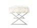 Aurora Faux Fur X-Leg Bench Chrome White