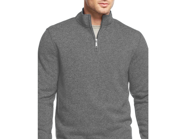Club Room Men's Stretch Quarter-Zip Fleece Sweatshirt Gray Size Extra Large