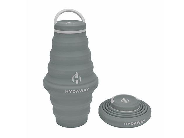 Hydaway 25oz Collapsible Water Bottle with Cap Lid (Thunder Grey)