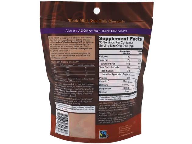 Adora - Calcium Supplement Rich Milk Chocolate 500 mg. - 30 Piece(s)