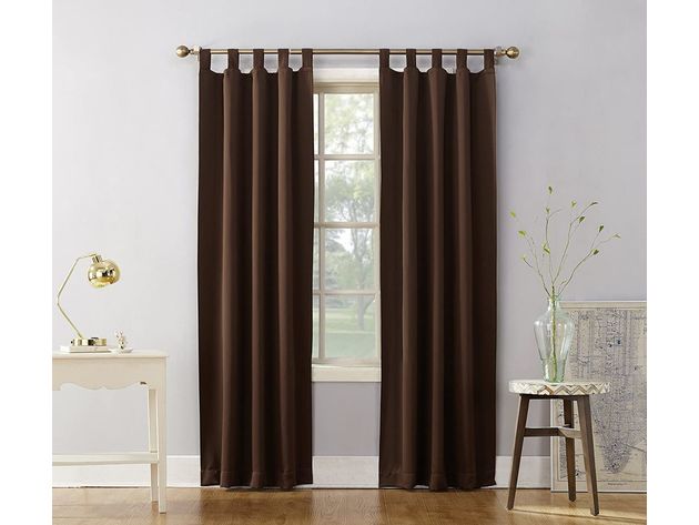 Sun Zero Kenneth Energy Evan Energy Saving Blackout 40 X 63 Inch Tab Top Single Curtain Panel, Chocolate